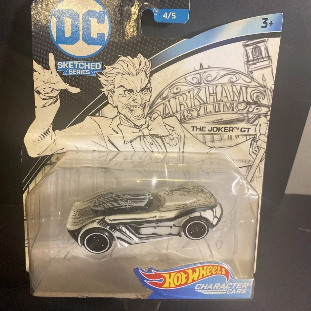 2017 Hot Wheels DC Sketched Series 4/5 Character Cars The Joker Black-White